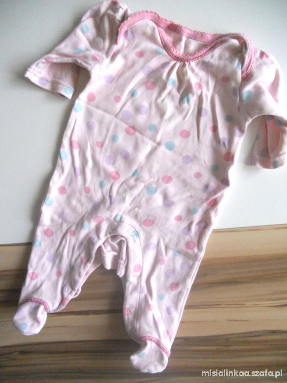 BABY pajacyk pastelowy kropeczki pudrowy zara hm