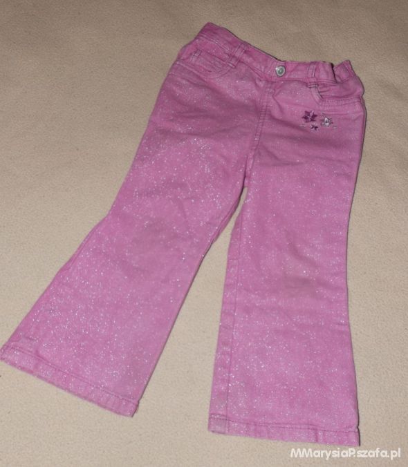 Różowe błyszczące spodnie 98 cm
