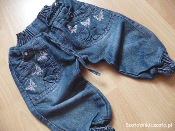 Spodnie jeans dżinsowe ciemne motylki