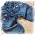 Spodnie jeans dżinsowe ciemne motylki