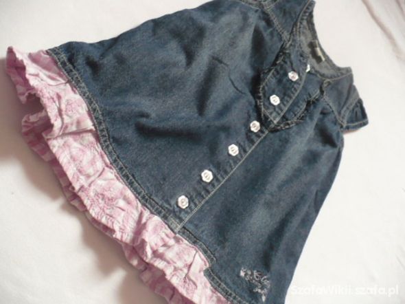 Sukienka jeans dżinsowa falbanki kwiatki