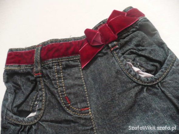 Spodnie panterka kokardka jeans ciemny dżins