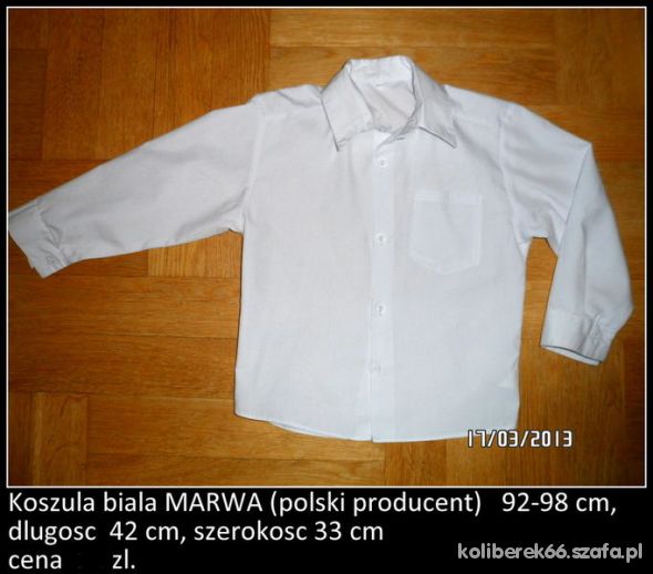 białe koszule dla chłopca rozmiar 98 104 110