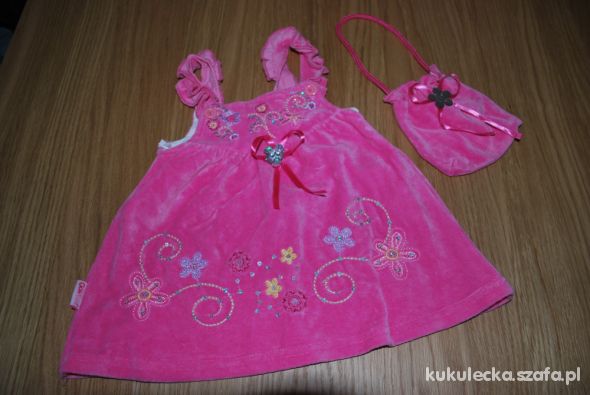 Różowa sukieneczka z torebeczką GokNes 0do3 mce