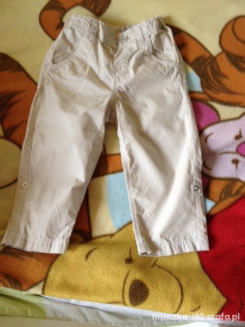 spodnie beżowe w cieniutkie paseczki białe nowe