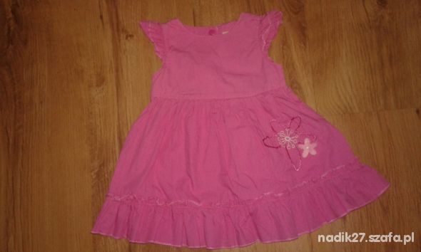 Różowa sukieneczka z krótkim rękawem 6 m csy