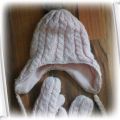 H&M 110 128 zestaw czapka rękawiczki na zimę