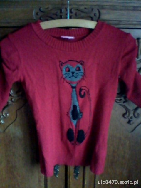 sliczny sweterek czerwony kotek