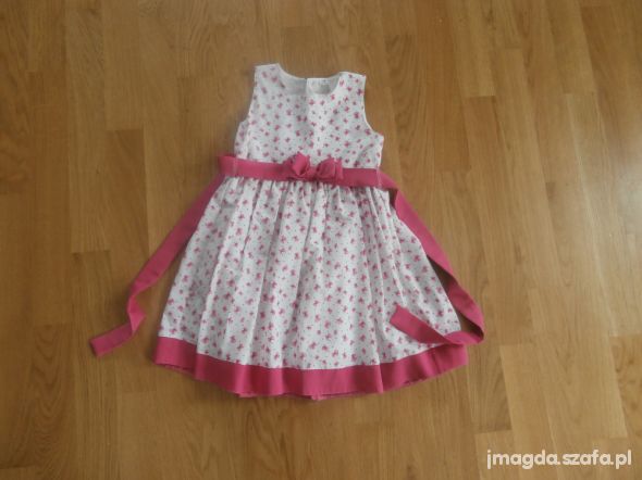 Sukienka różowo biała z kokardkami