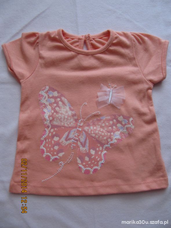 0 3 miesięcy bluzeczka z motylkiem na kr rękaw