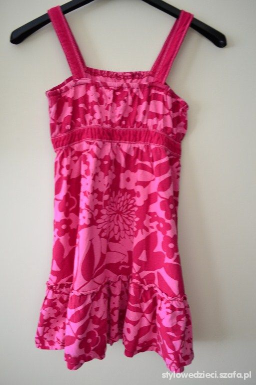 Kolorowa sukienka różowa w kwiaty 7 8 l 128 cm