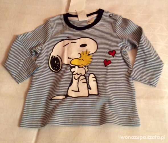 Bluzka w paski Snoopy H&M rozmiar 68