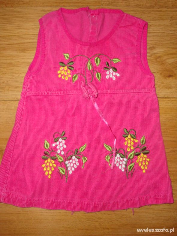 różowa sukienka sztruks bawełna 62 68