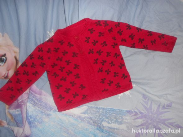 sweterek czerwony w kokardki grzybek uroczy 92