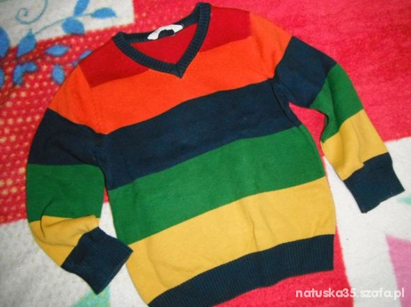 HM elegancki sweterek w kolorowe paseczki 104