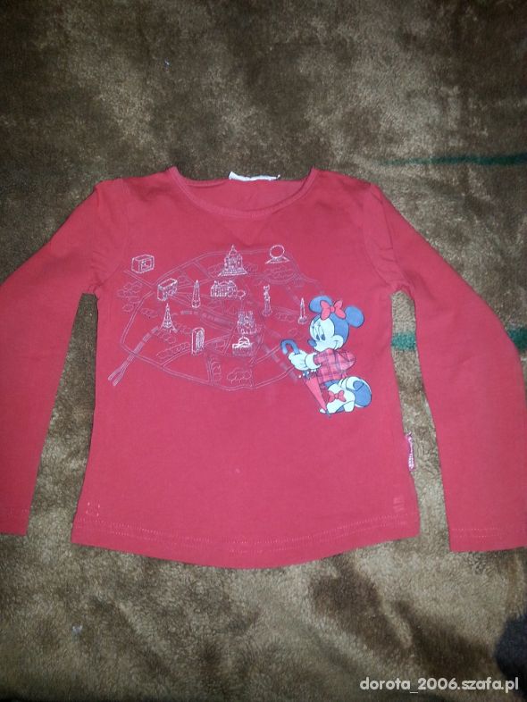 Czerwona bluzeczka z Myszką Minie 3 5 lat
