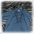 NEXT 104 koszula tunika jeansowa żabot