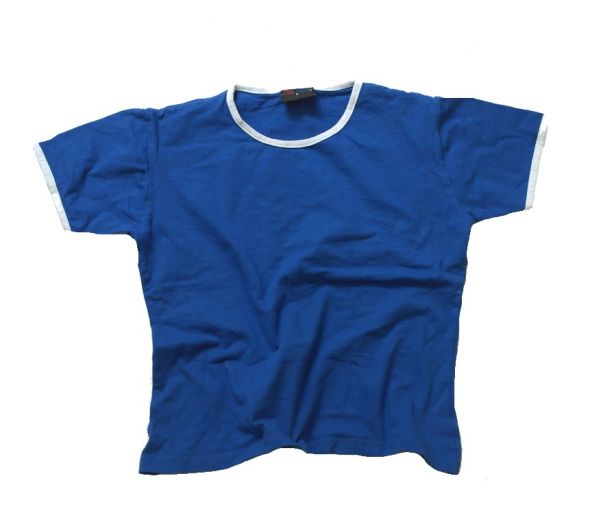 Tshirt niebieski z białą lamówką 146