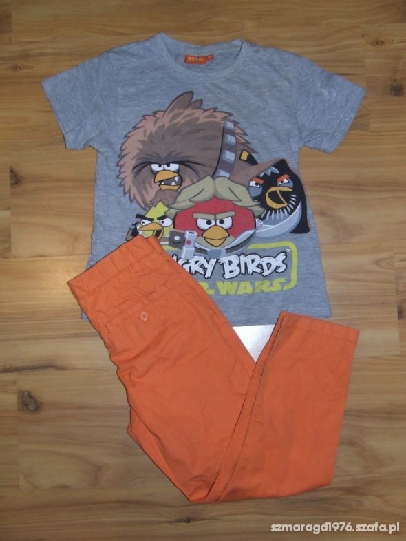 H&M rurki slim 134 i Angry Birds koszulka