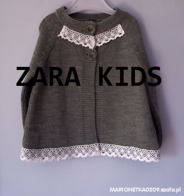 Zara Kids koronka sweterek grzybek roz 104