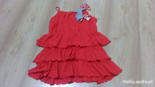 Sukienka NEXT 104 czerwona z kokardką