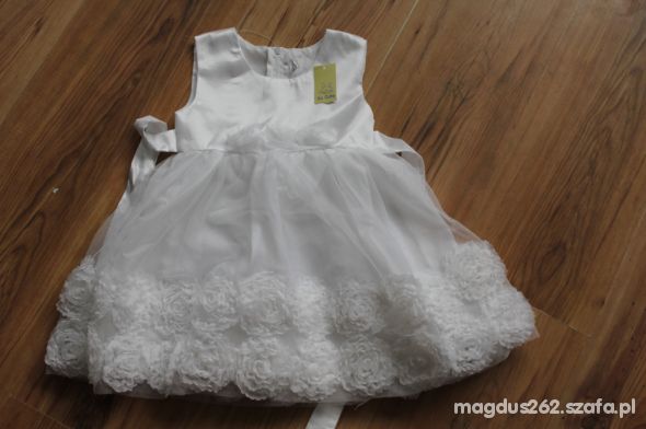 biała nowa sukienka chrzest urodzin okazje 12 18m