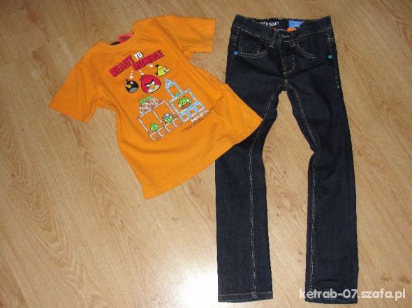 NEXT SLIM GRANATOWE RURKI I KOSZULKA ANGRY BIRDS
