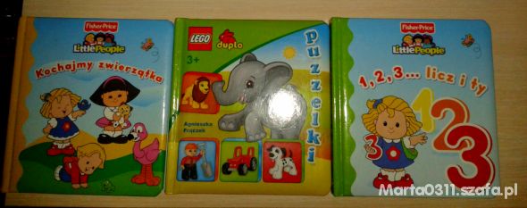 Książeczki 3 sztuki Lego duplo i Fisher price