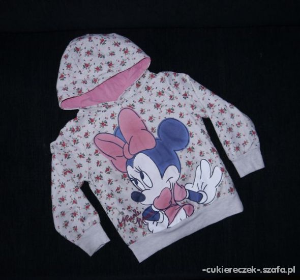 116 YD Myszka Minnie szara bluza z kapturem kwiatu