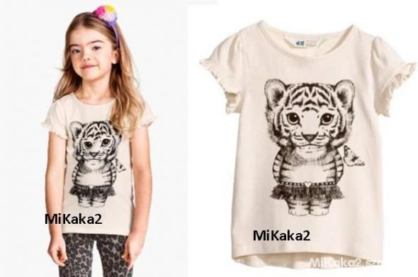 H&M KOSZULKA DZIEWCZĘCA Z TYGRYSKIEM