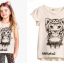 H&M KOSZULKA DZIEWCZĘCA Z TYGRYSKIEM