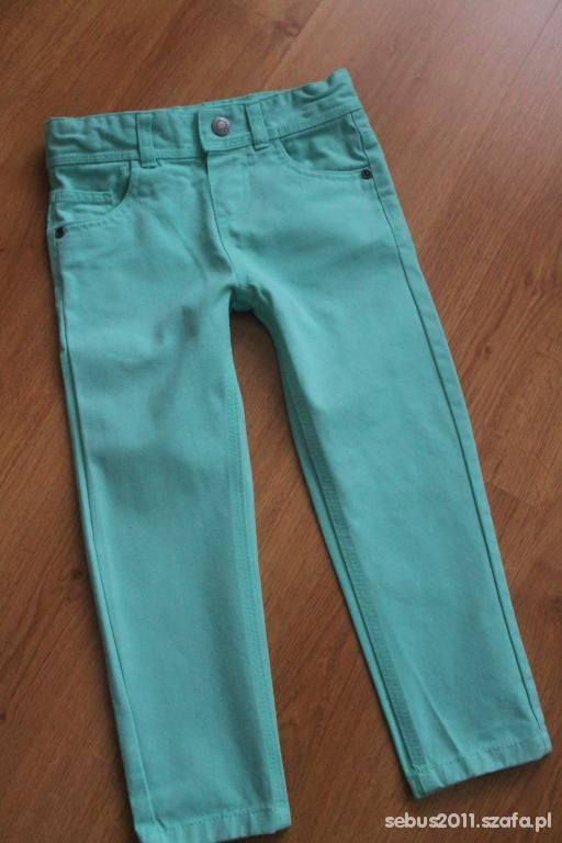 mietowe spodnie jeans rurki 98 104