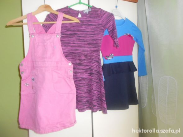 3 szt sukienki HM róż jeans zebra baskinka128