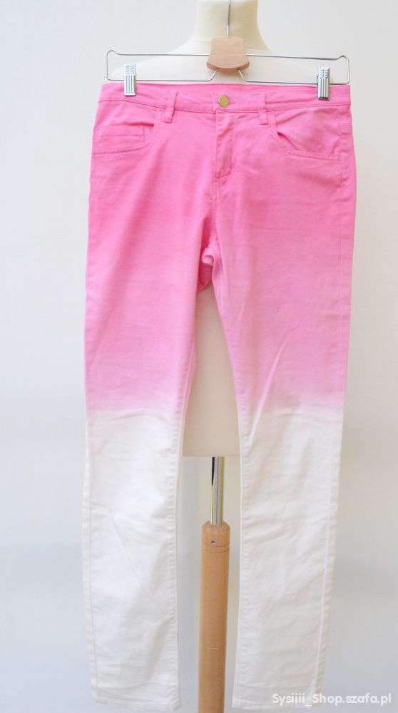 Spodnie H&M Ombre Białe Róż Rurki 170 cm 14 lat