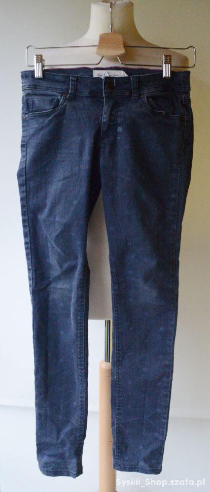 Spodnie H&M Logg Granat Rurki Kropki 158 cm 12 13