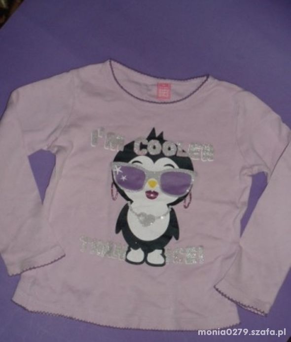 Bawełniana bluzeczka z pingwinkiem 110 116