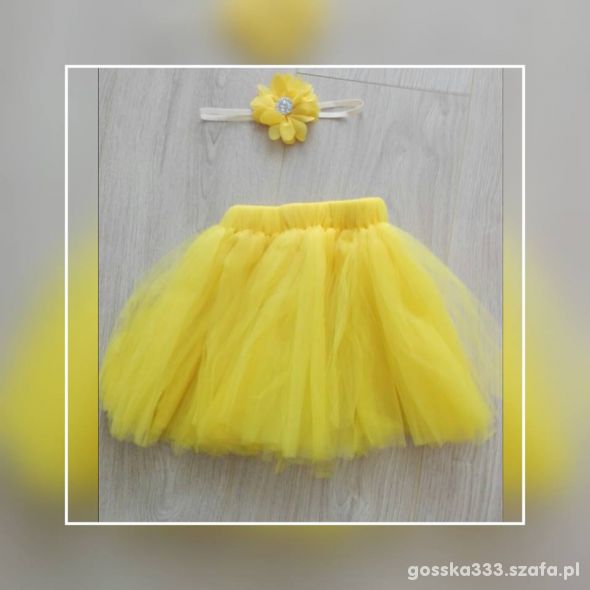 Żółta spódniczka tutu z opaska do zdjęć 3 6mcy