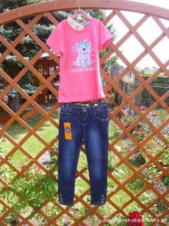 Komplecik różowa bluzeczka i jeansy 128
