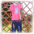 Komplecik różowa bluzeczka i jeansy 128