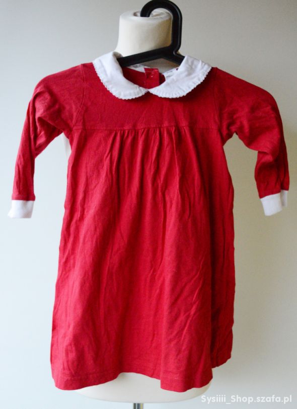 Sukienka Czerwona 92 98 cm 2 3 lata Kołnierzyk Ele