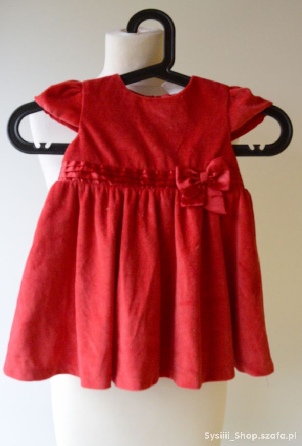 Sukienka Czerwona H&M 86 cm 12 18 m Welurowa