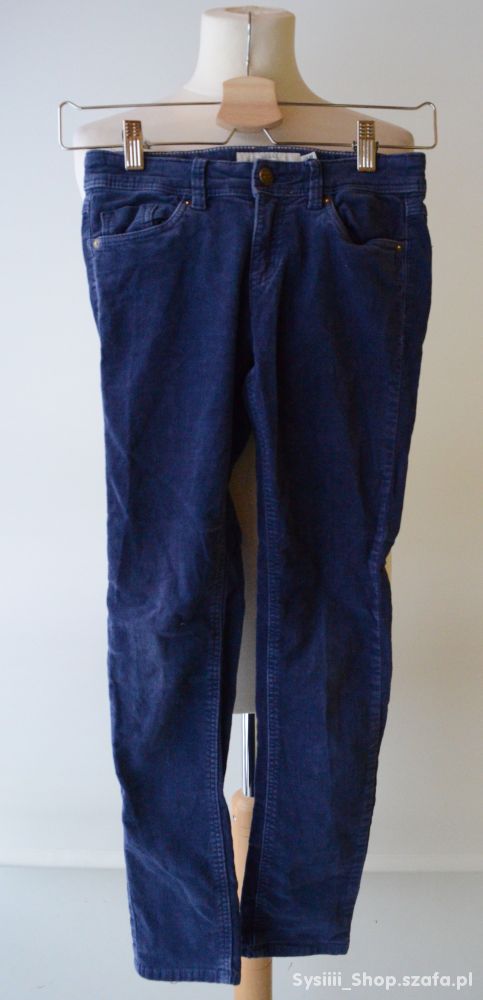 Spodnie H&M Sztruksowe Granat 10 11 lat 146 cm