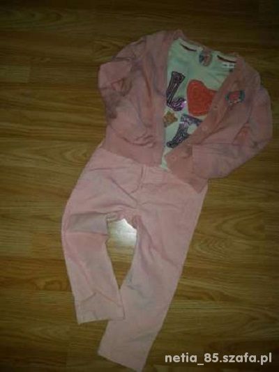 Różowy zestawik sweterekbluzka i spodnie 92cm