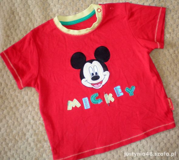 Disney letnia koszulka bluzka Mickey czerwona