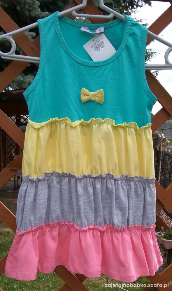 Nowa letnia kolorowa sukienka dziewczęca 110