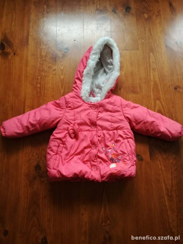 różowa kurteczka zimowa dla dzieczynki rozm 86