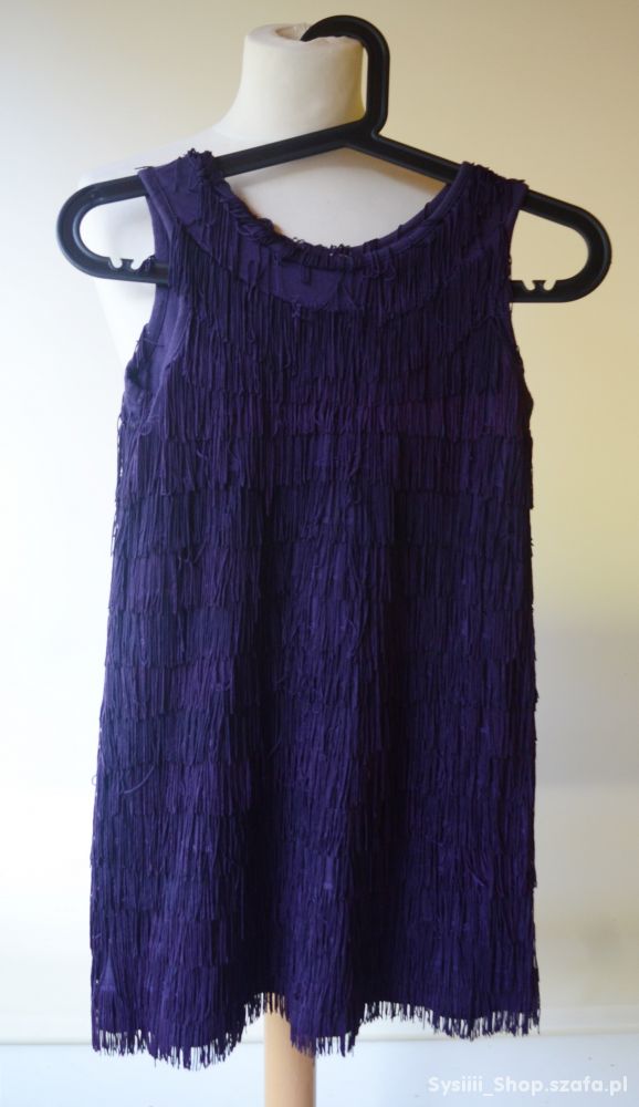 Sukienka Fioletowa Frędzle Frędzelki 8 9 lat 134 c