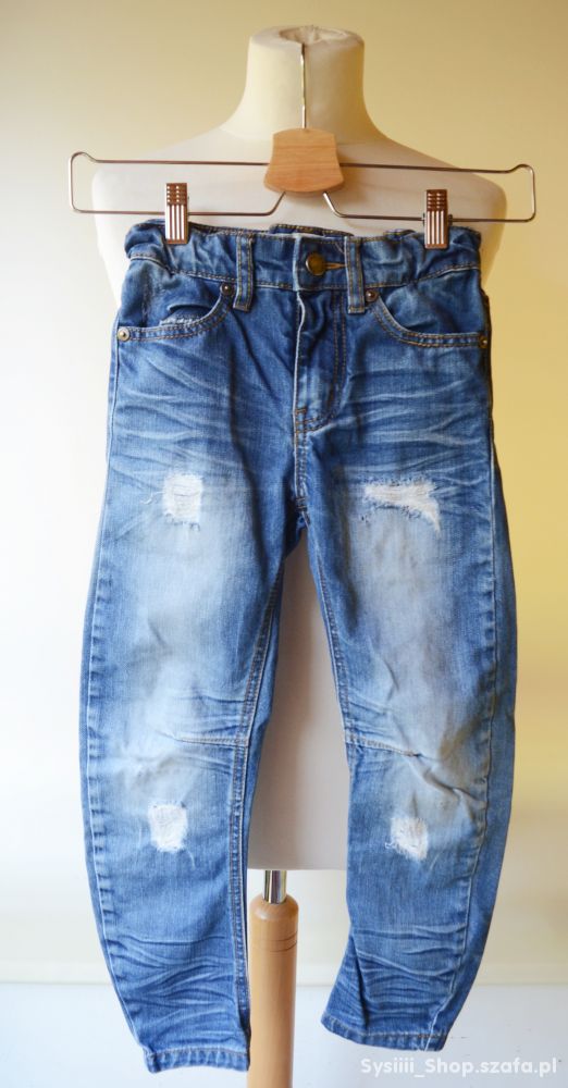 Spodnie Dziury Przetarcia Jeans 122 cm 7 lat Denim
