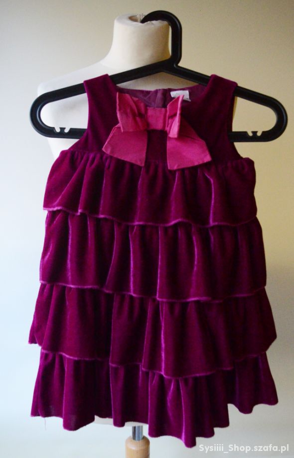 Sukienka Welurowa Róż Falbanki Ladybird 98 104 cm