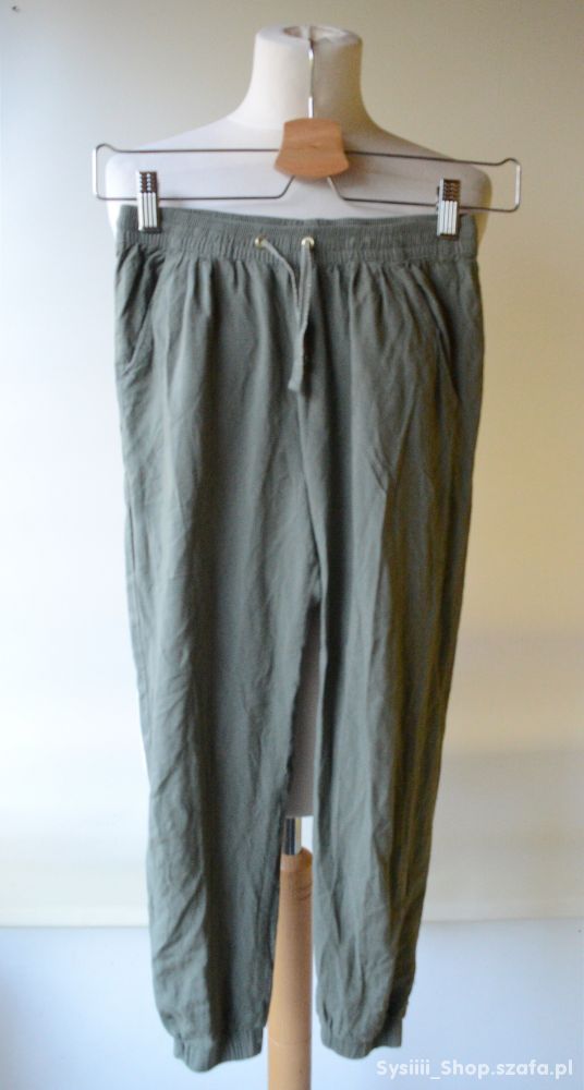Spodnie Khaki Dresy Gumki 146 cm 10 11 lat Zielone
